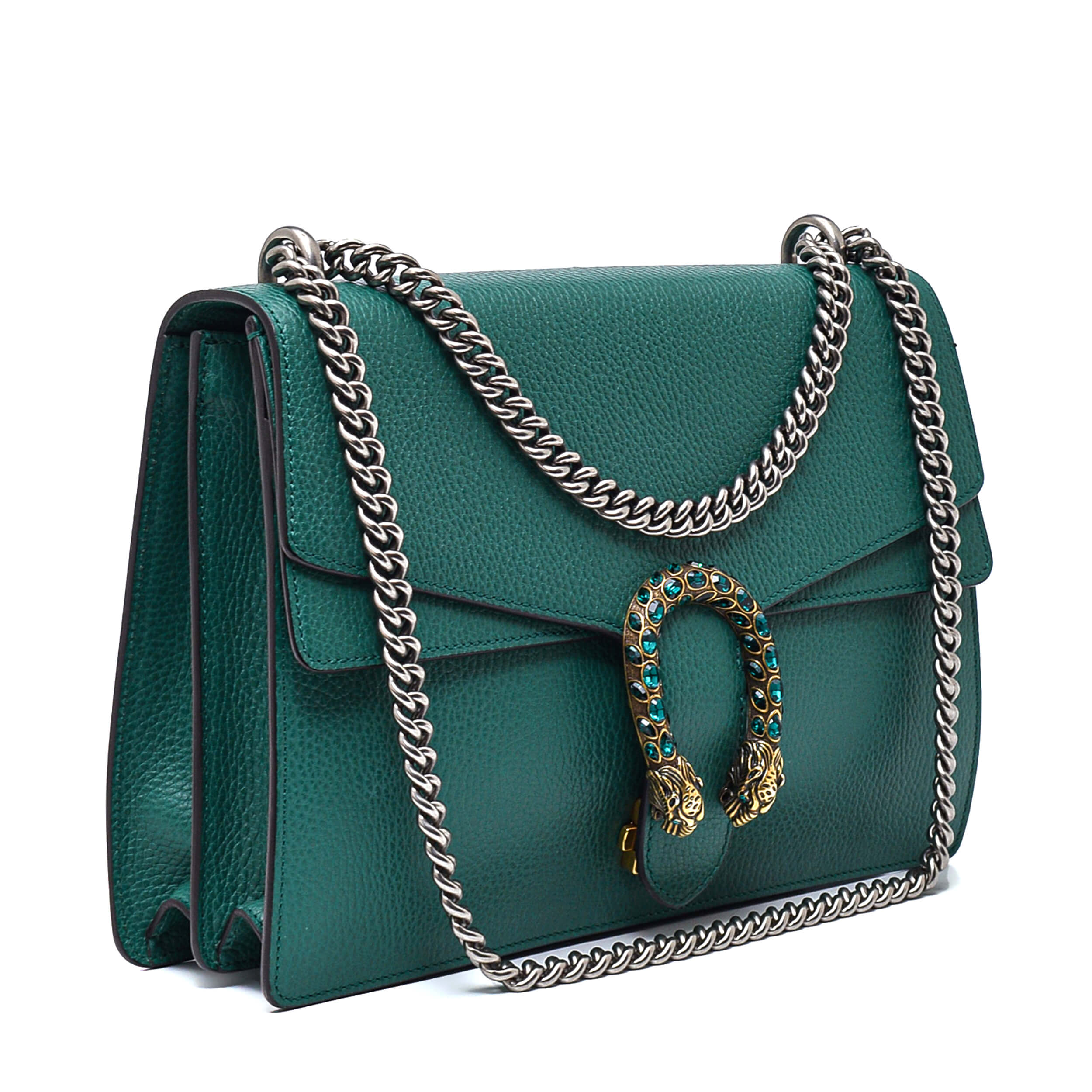 Gucci-Green Leather Medium Dionysus Bag